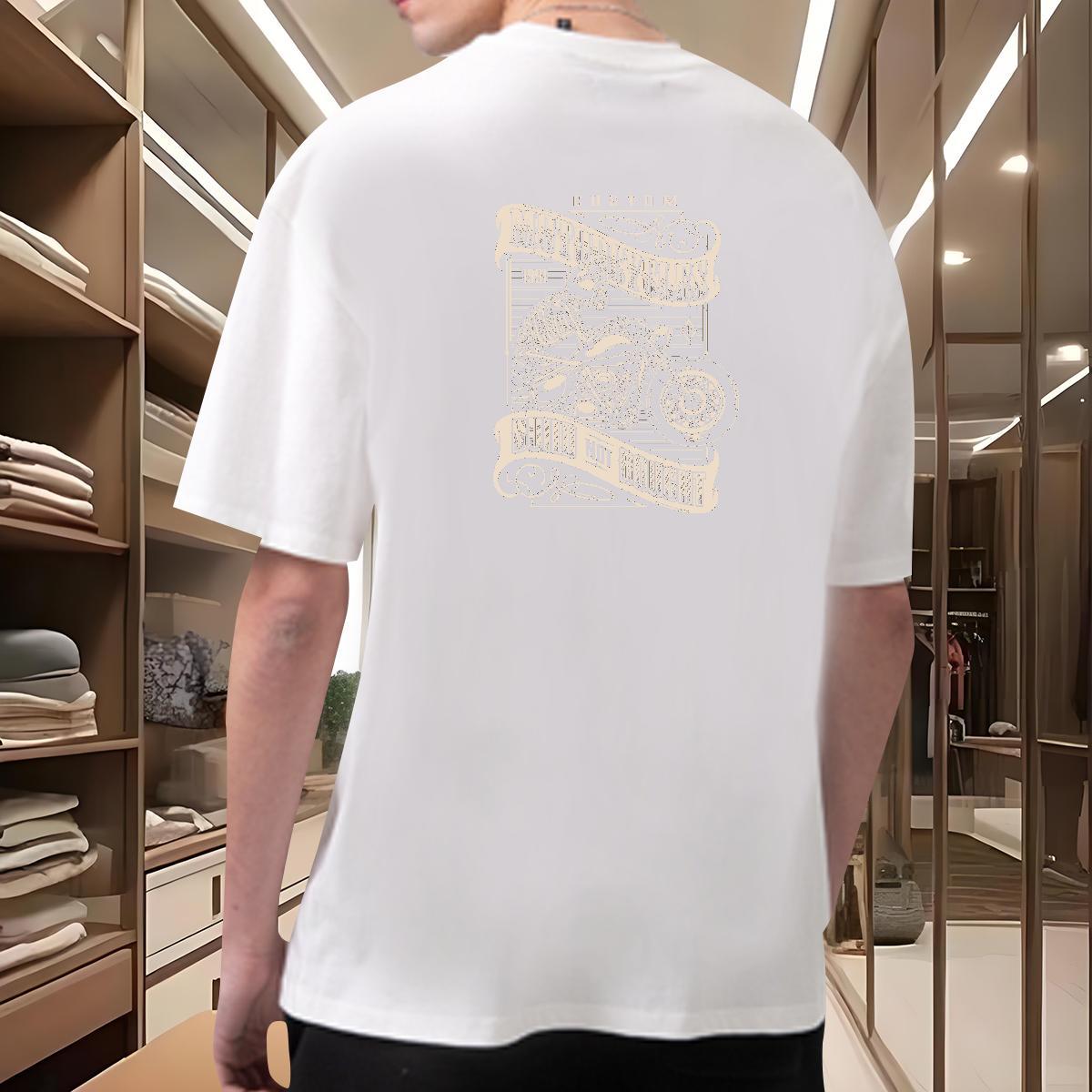 2024 T Shirt For Man skull Tee Shirt 230g Pure Cotton Daily Outfit Loose Cartoon Printing L-4XL Breathable Crew Neck Men Tops Tees