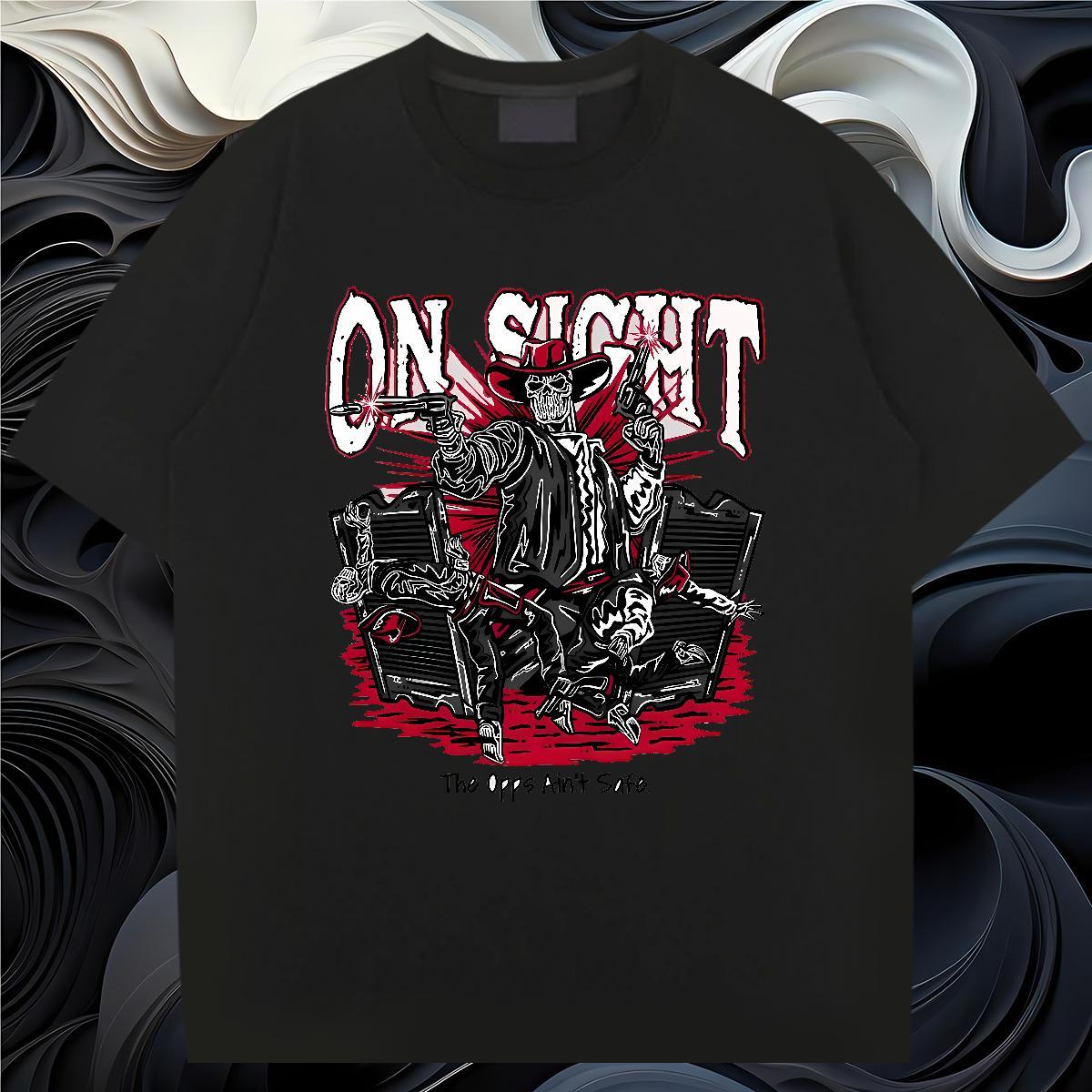 Factory Direct T Shirts Men skull Polos 230g 100% Cotton Street Loose Fit Oversized 4XL O Neck Short Sleeves Men Tshirts
