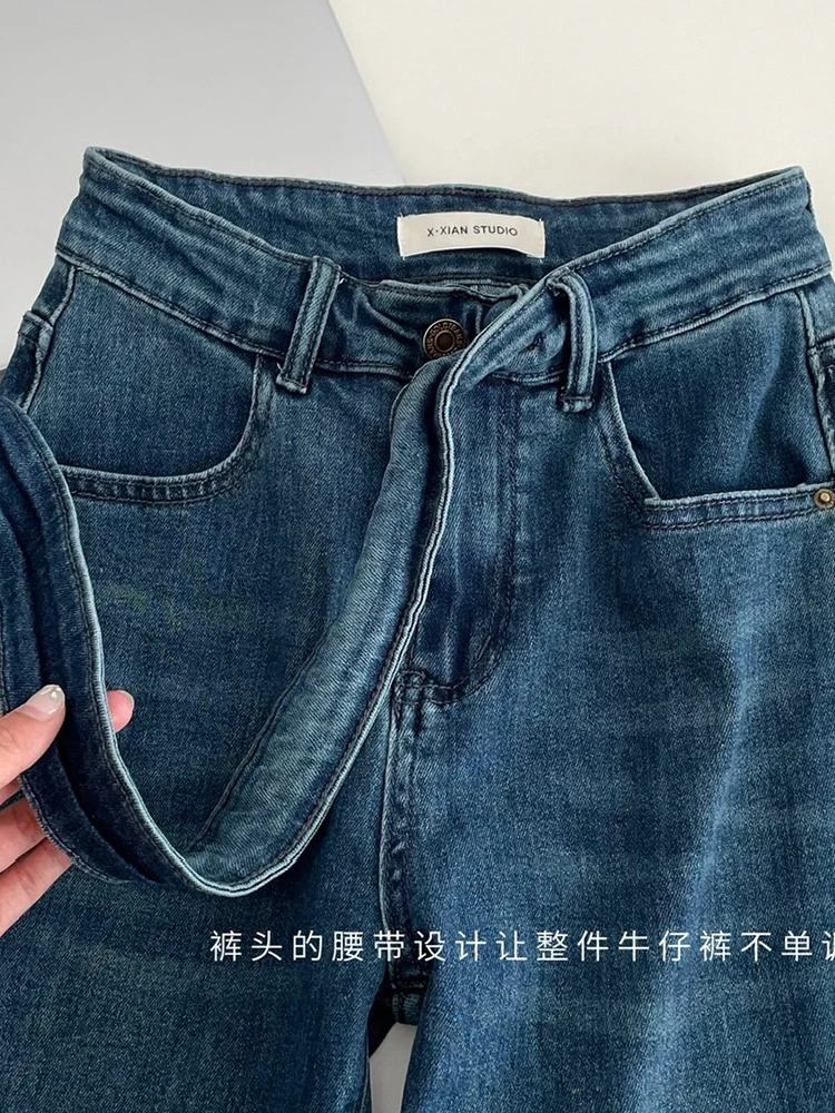 Women Vintage Low Rise Y2k Japanese Streetwear Classical Bell Bottoms Denim Pants Long Trousers 2000s Aesthetic Flare Jean Kpop 240807