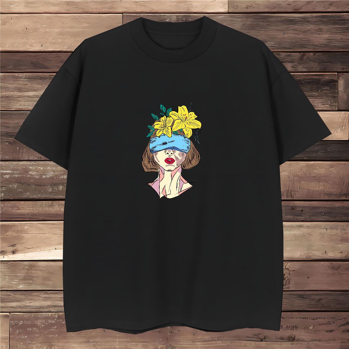 Fashion Designer T Shirt For Man portrait Tops Shirt 230g Cotton Summer Casual Comfortable Floral Print Pure Cotton Couples T Shirts