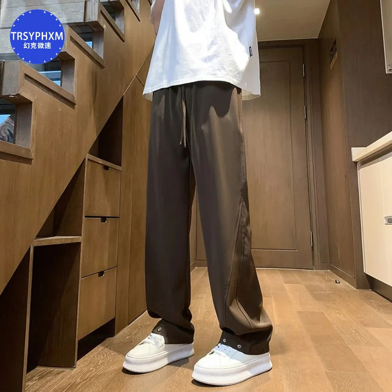 TRSYPHXM 731 American black straight leg pants for men casual retro washed teenagers long 240806