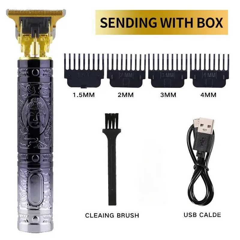Mens professional hair clipper T-blade zero gap cordless rechargeable beard trimmer W240806 C260312