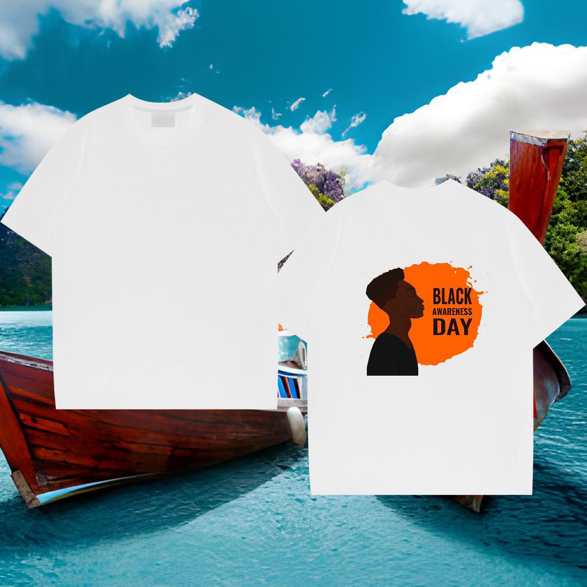 2024 Summer T Shirts Men letter Tops 230g Pure Cotton Street Free Shipping Plus Size Cartoon O-Neck Short Sleeve Men Clothes T-Shirt