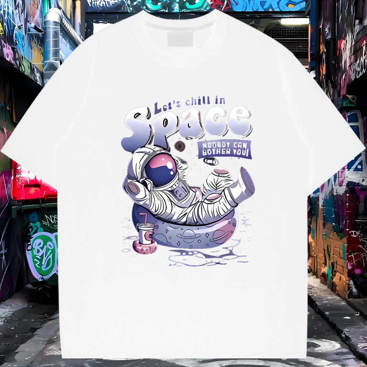 Stylist Mens T Shirts spaceman Polos 230g Cotton Home Outdoor Popular Asian Size Round Neck Short Sleeve Mens Tshirts
