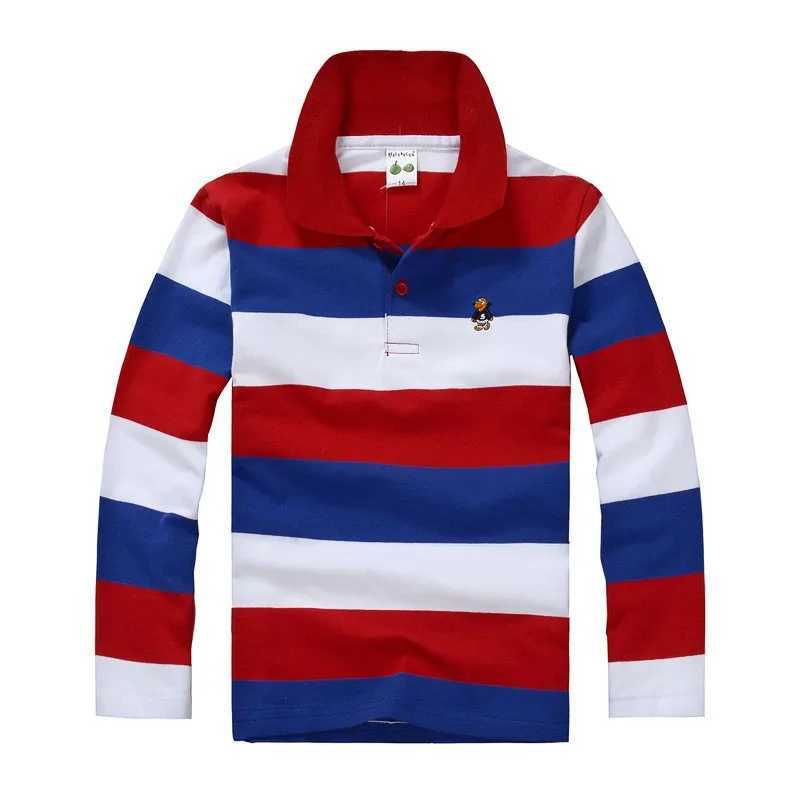 Autumn polo shirt 3-14Y childrens T-shirt baby boy striped top spring childrens long sleeved cotton comfortable boy T-shirt W241223