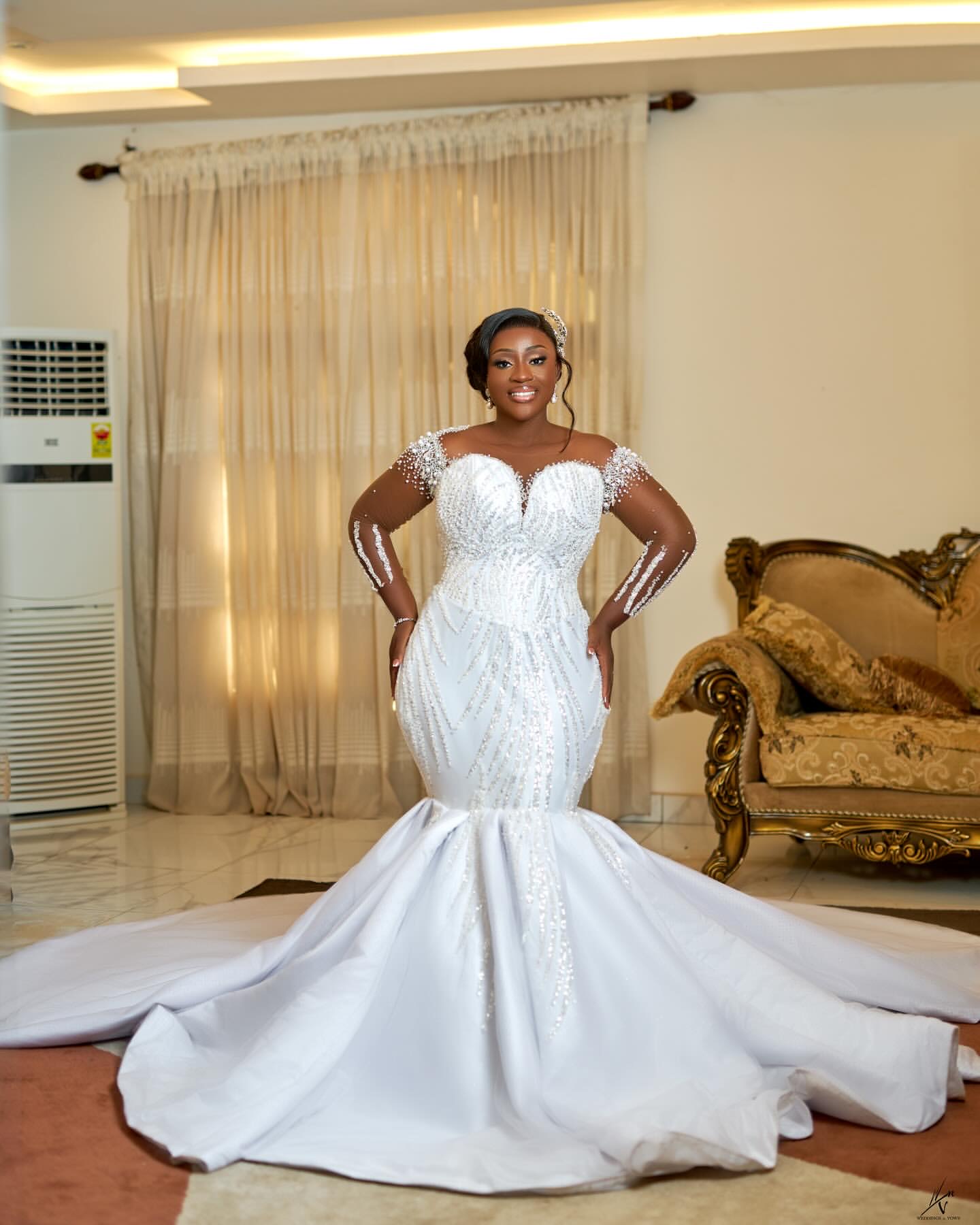 2024 Arabic Aso Ebi Plus Size White Mermaid Wedding Dresses Sequined Beaded Full Sleeves Satin Bridal Gowns Dress Vestidos De Novia ZJ45