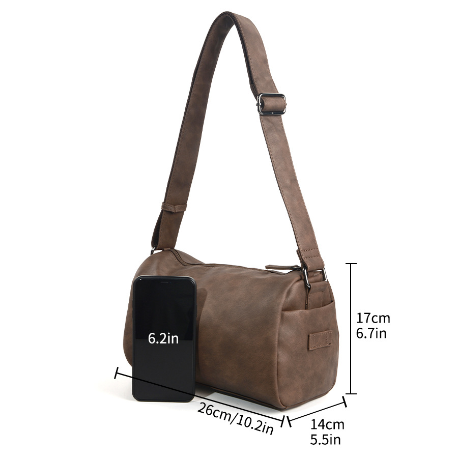 New high quality men's casual simple ins style soft side solid color single shoulder crossbody bag