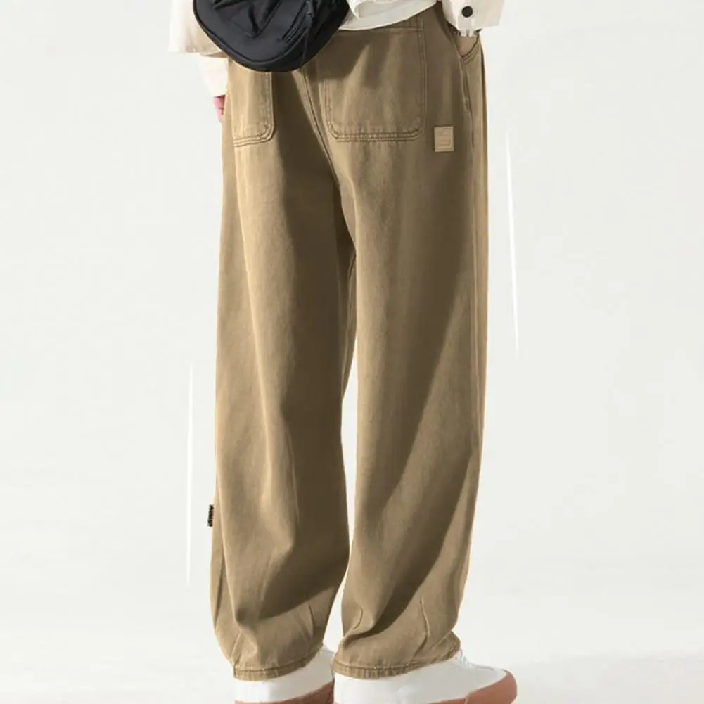 Mens Work Pants WideLeg Retro Style Breathable Versatile Long Loose Solid Color Allmatch Straight Trousers 240806