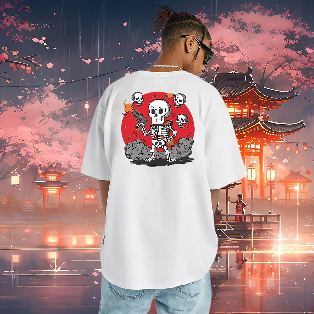 DIY Customized T-Shirts pistol Top Tees 230g Cotton Sport Designer Skull Breathable Crew Neck Couples T Shirts