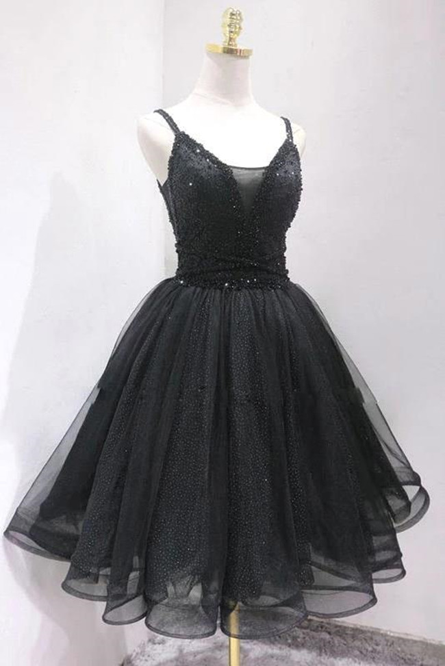 Modern Tulle Homecoming Dresses Spaghetti Backless Beaded Sleeveless Prom A-e Short tail Gowns BC19322