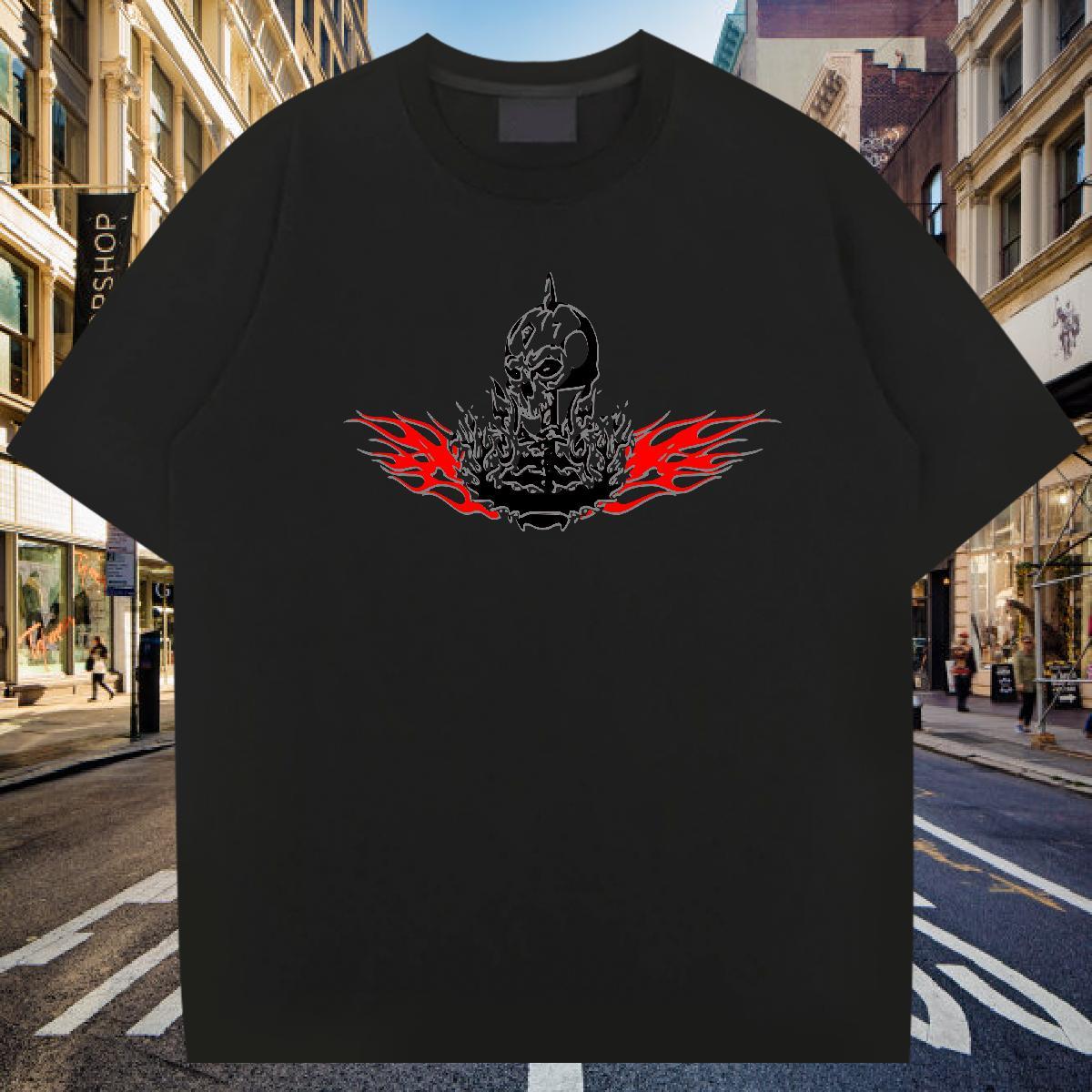 Fashion New T shirt skull Wear 230g Cotton Beach Unisex Custom Print Plus Size Breathable Short Sleeve Tshirts