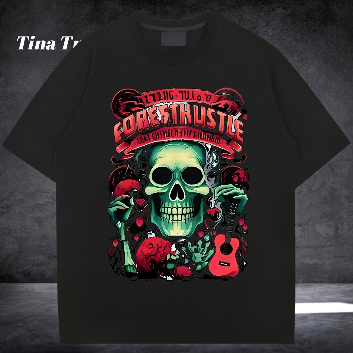 2024 Designer Man T Shirts guitar Tees 230g Cotton Street Wear Wholesale Anime Print Breathable Short Sleeve Mens Tshirts