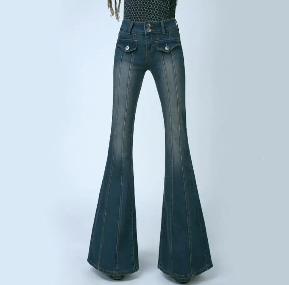 Fashion Womens Flare Jeans Pants Ladies Wide Leg Denim Trousers Slim Bell Bottom Jeans For Female r592 240807