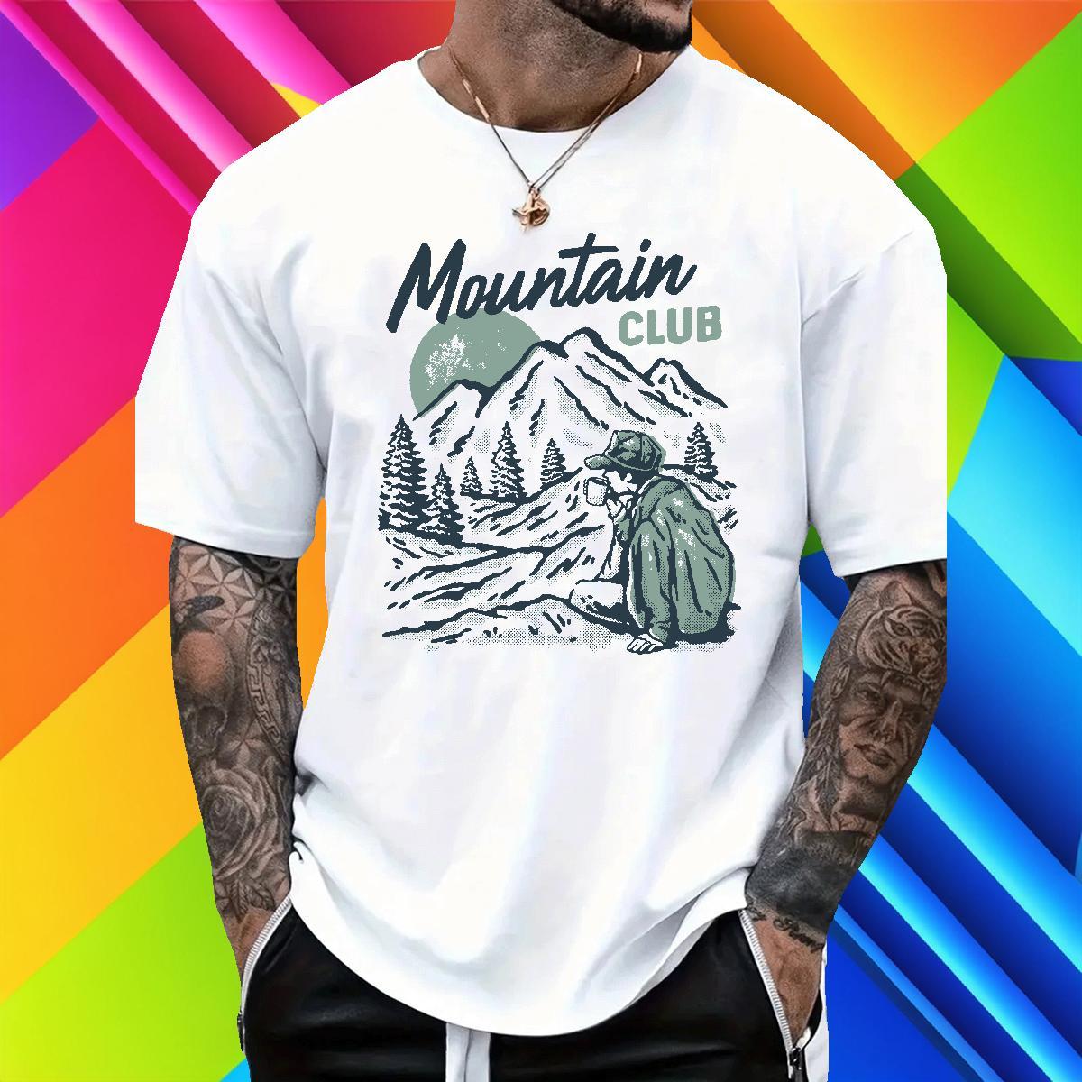 New Arrival T Shirts Men mountains Clothes 230g Cotton Hip Hop Street Popular DIY Anime O Neck Short Sleeves Tshirt for Man Woman