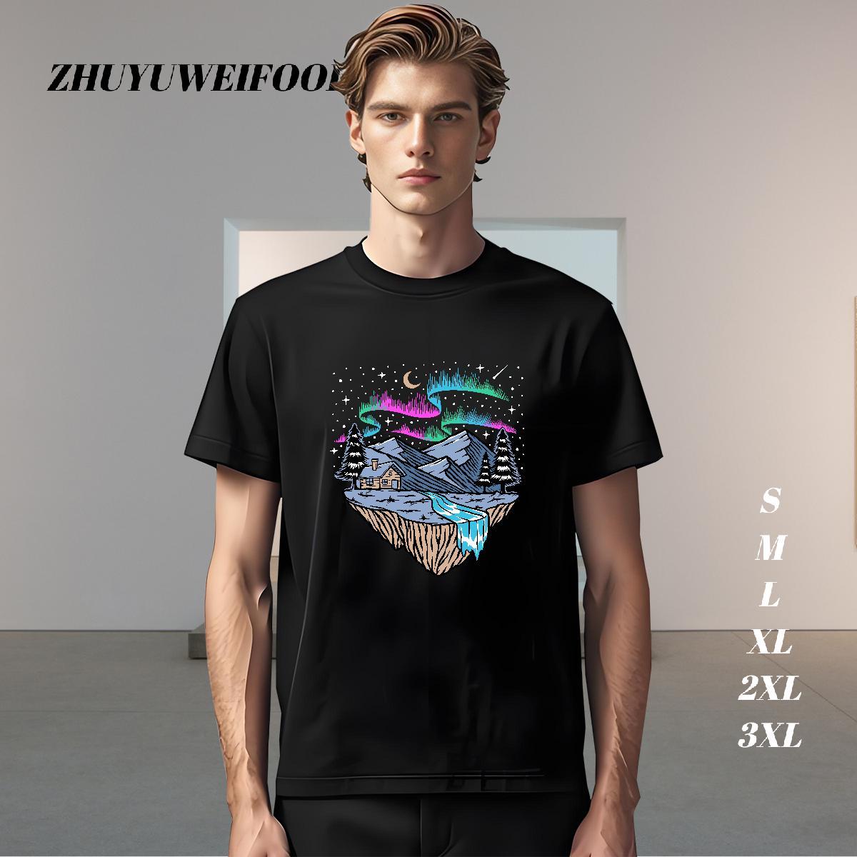 Fashion Designer T Shirt For Man mountains Tops Shirt 100% Cotton 230g Street Wear Soft Black White Breathable Short Sleeve Tshirts