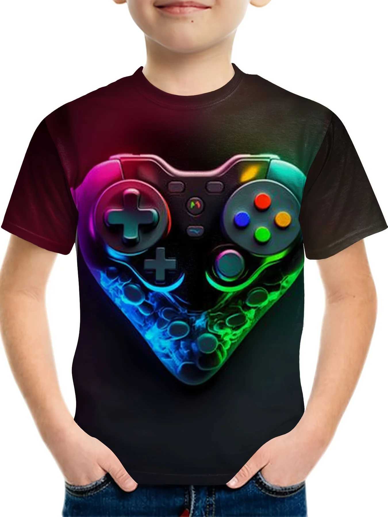 Childrens game graffiti 3D printing boys T-shirt casual breathable short sleeved summer T-shirt boys and girls top Tees Chico CamisetaW240718