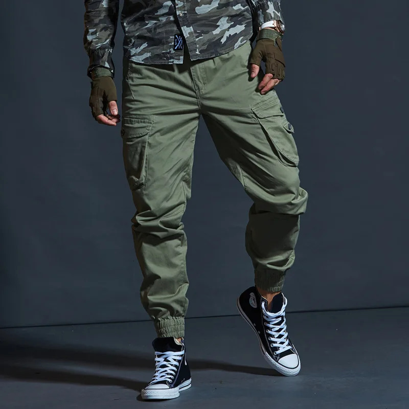 High Quality Khaki Casual Pants Men Tactical Joggers Camouflage Cargo MultiPocket Fashions Black Army Trousers Work Wear 240806