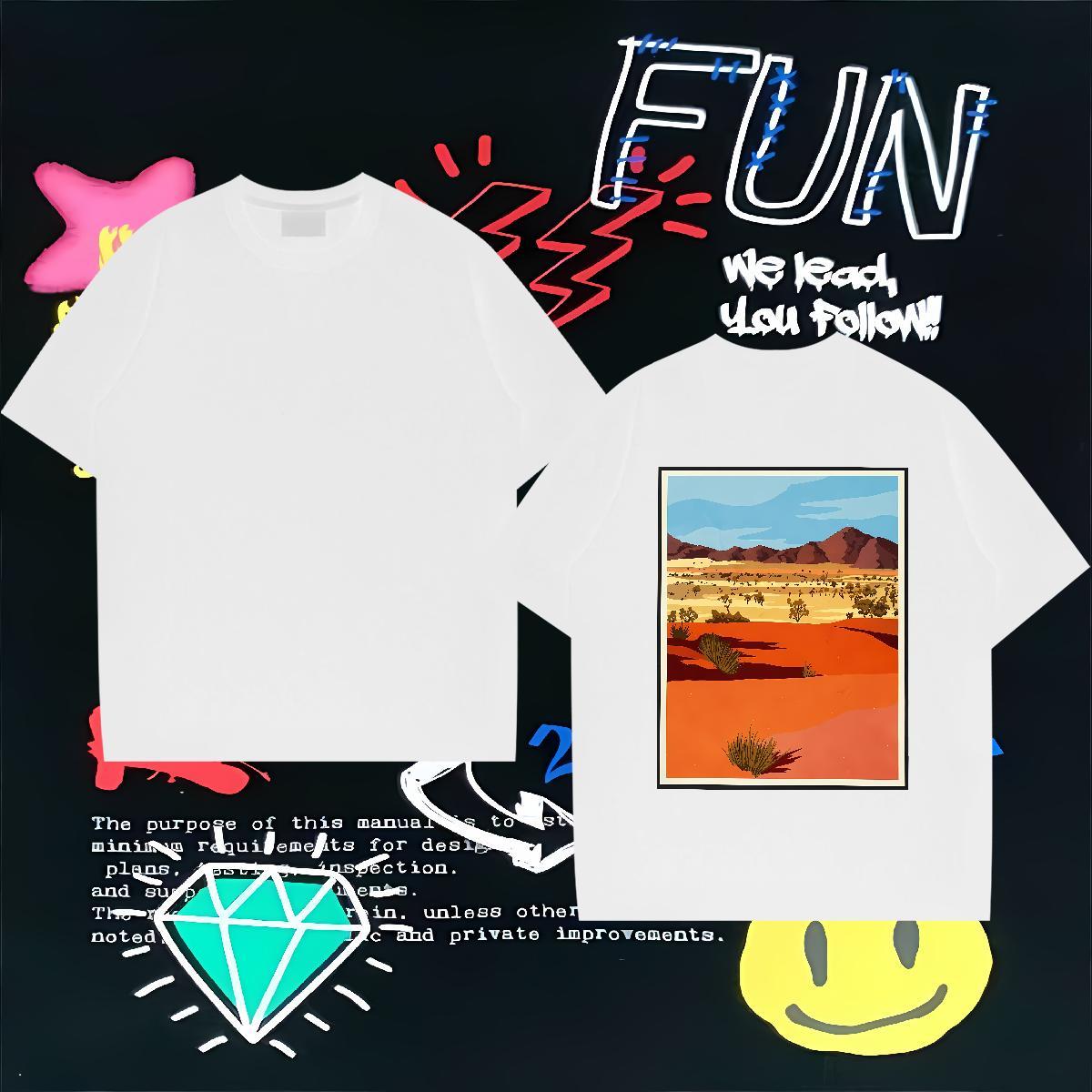 DIY T Shirt For Man desert Tees 230g Pure Cotton Street Casual Classic Cartoon Printing L-4XL O-Neck Short Sleeve Men Clothes T-Shirt