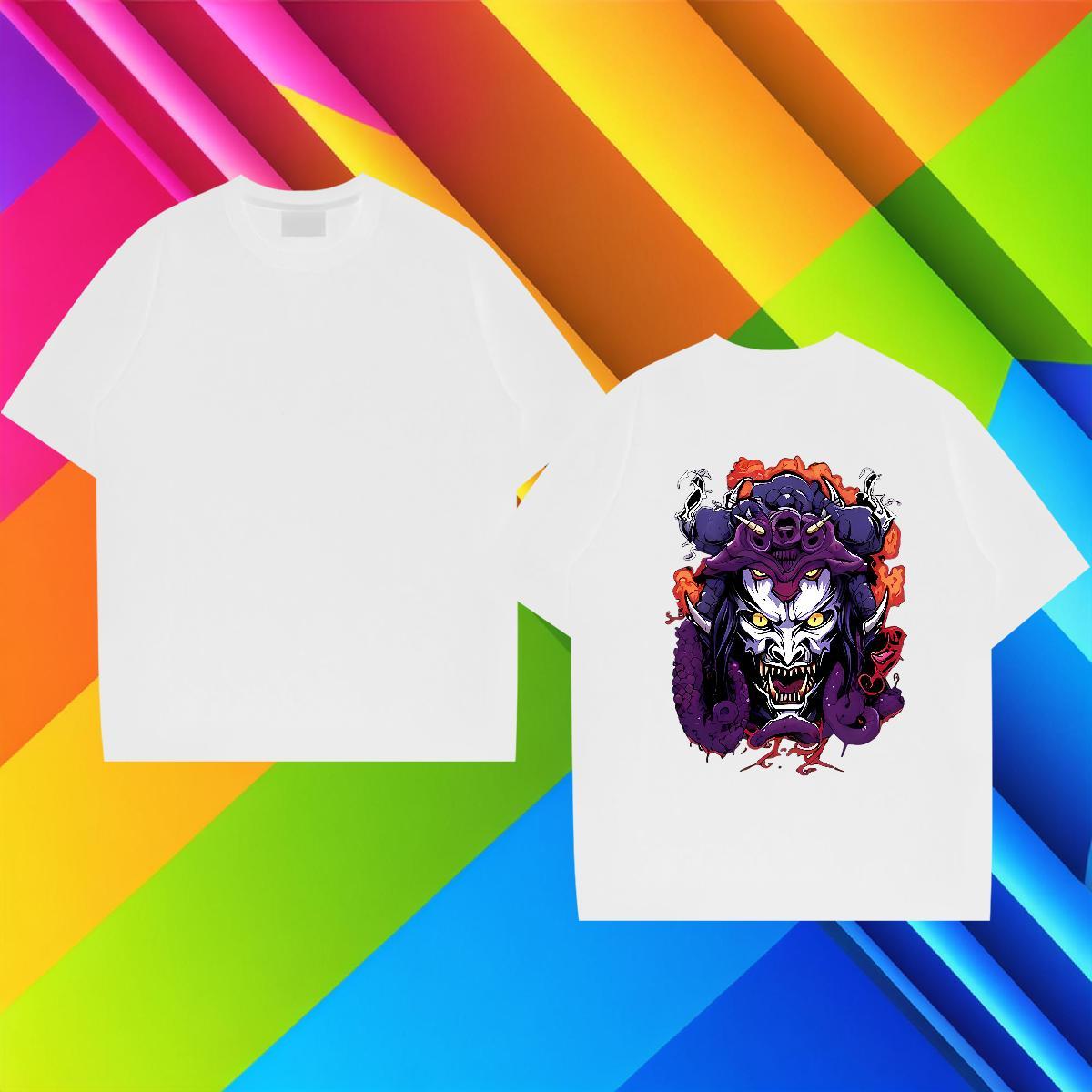 2024 New Men T Shirts Terror, Purple Dragon,Flame Tees 100% Cotton 230g Summer Casual TOP Quality Custom Big Size Breathable Short Sleeve Men Tops Tee