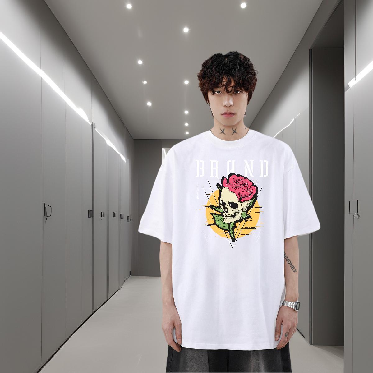Fashion Design Man T Shirts skull Clothes 100% Cotton 230g Daily Wear Popular DIY Printed Pure Cotton Tshirts