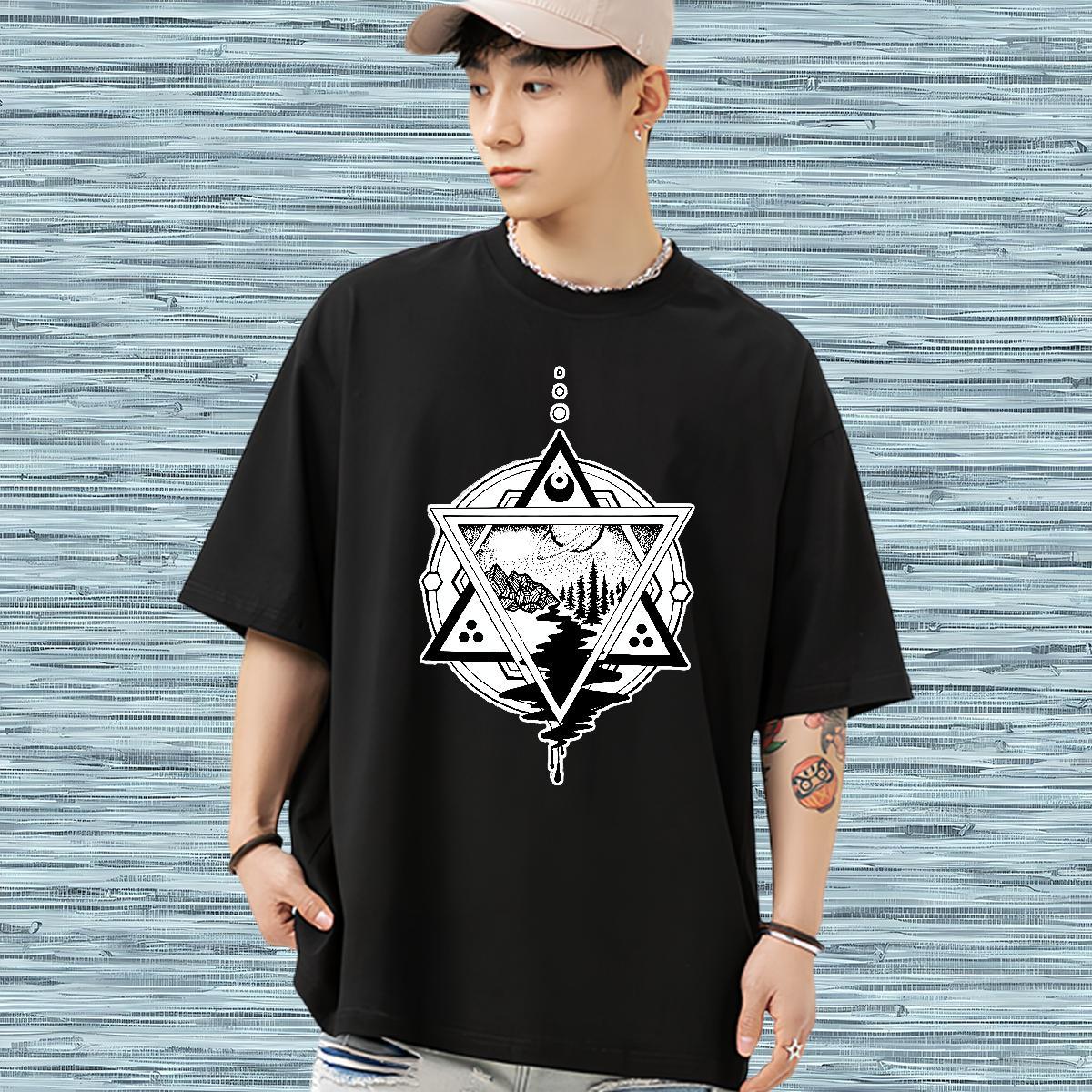 Custom Men T Shirts eye of the devil Top Tees 100% Cotton 230g Spring Summer Cool Design Asian Size Breathable Short Sleeve Tshirt for Man Woman