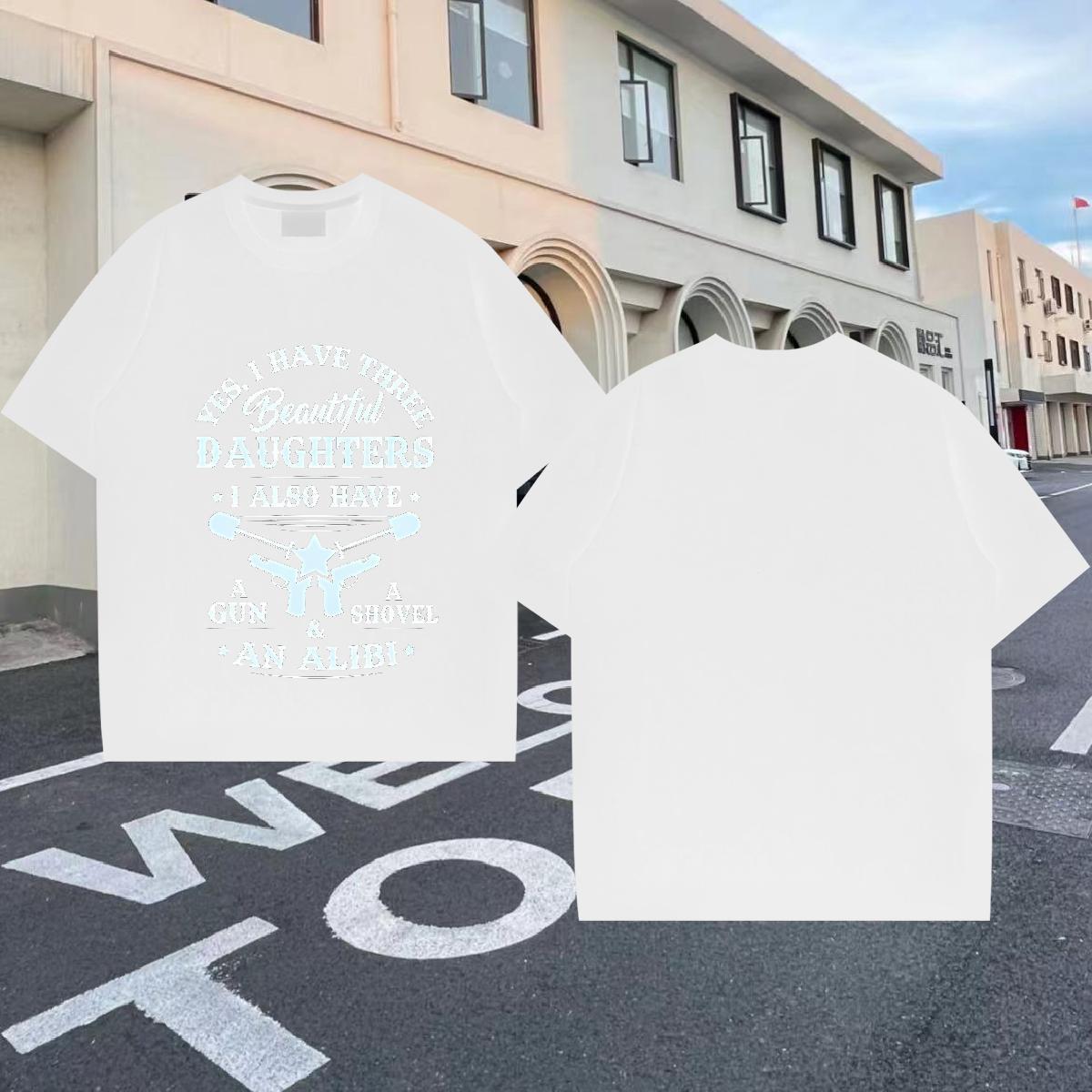 Free Shipping T-Shirts letter Tops Tees 230g Cotton Street Casual Wholesale Oversized Breathable Short Sleeve Men Tees