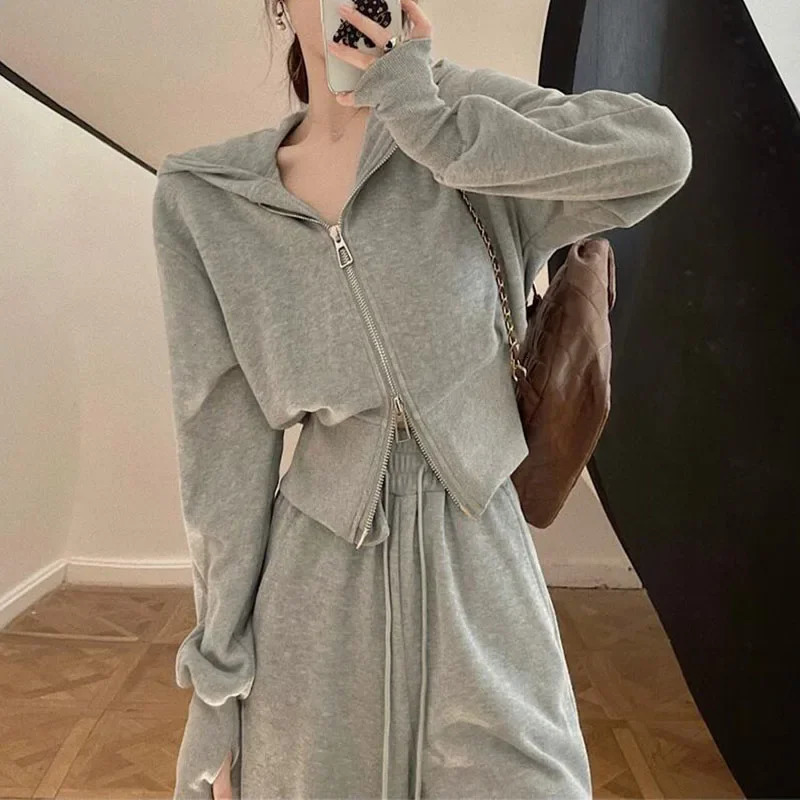 Women Fashion Clothing Sets Casual Tracksuit HoodiesPants 2Pcs Suit Solid Color Spring Autumn Female Loose Sports Outfits 240807
