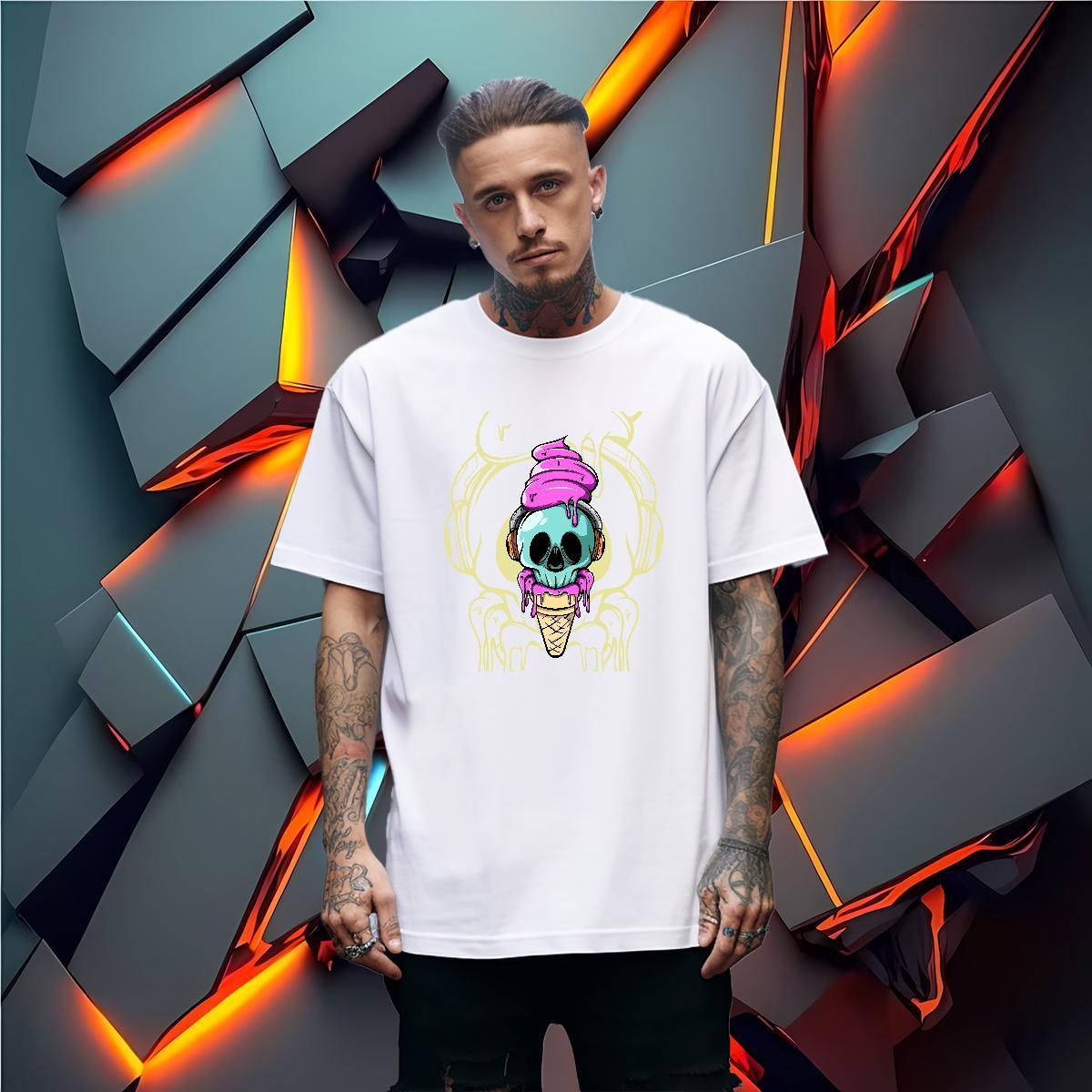2024 DIY T-Shirts skull Tees Shirts 230g Pure Cotton Outdoor Loose Anime Breathable Short Sleeve Men Tops Tees