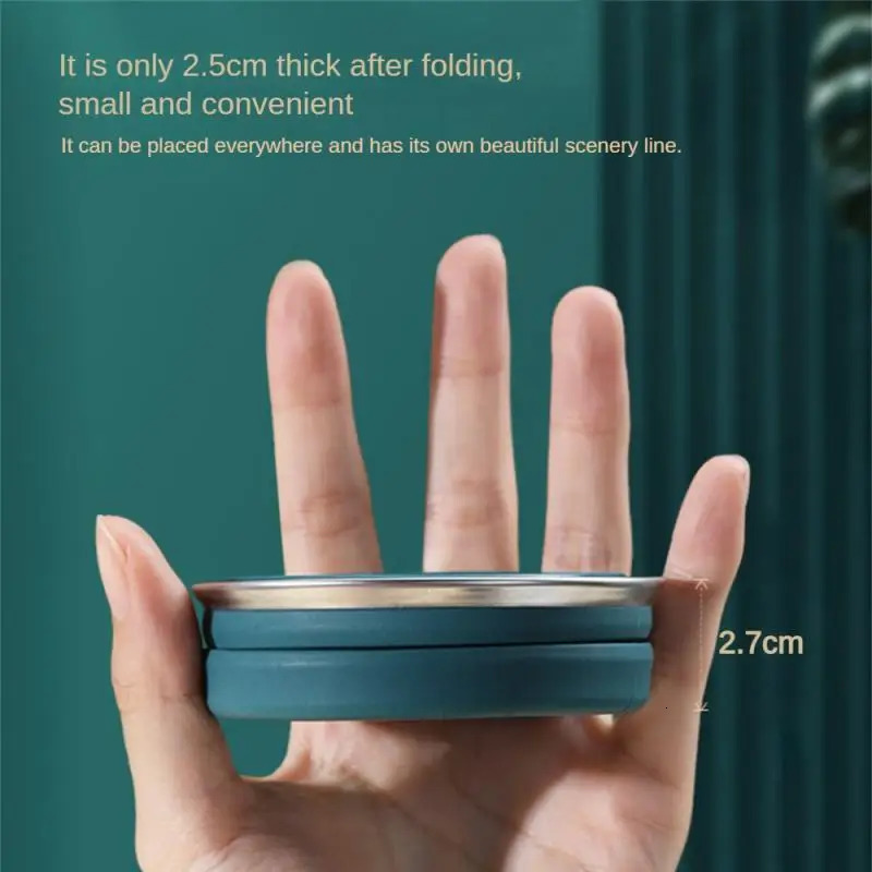 2/5 portable silicone travel heat-resistant foldable water cup with lid hanging rope used for outdoor camping Z260202