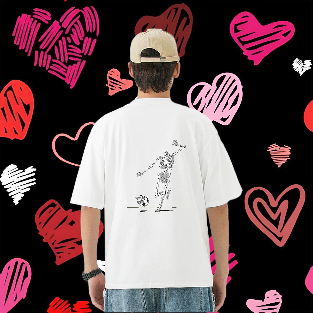 Brand Mens T Shirts skull Tops Shirt 230g Cotton Home Outdoor Loose Anime Print Breathable Men Clothes T-Shirt