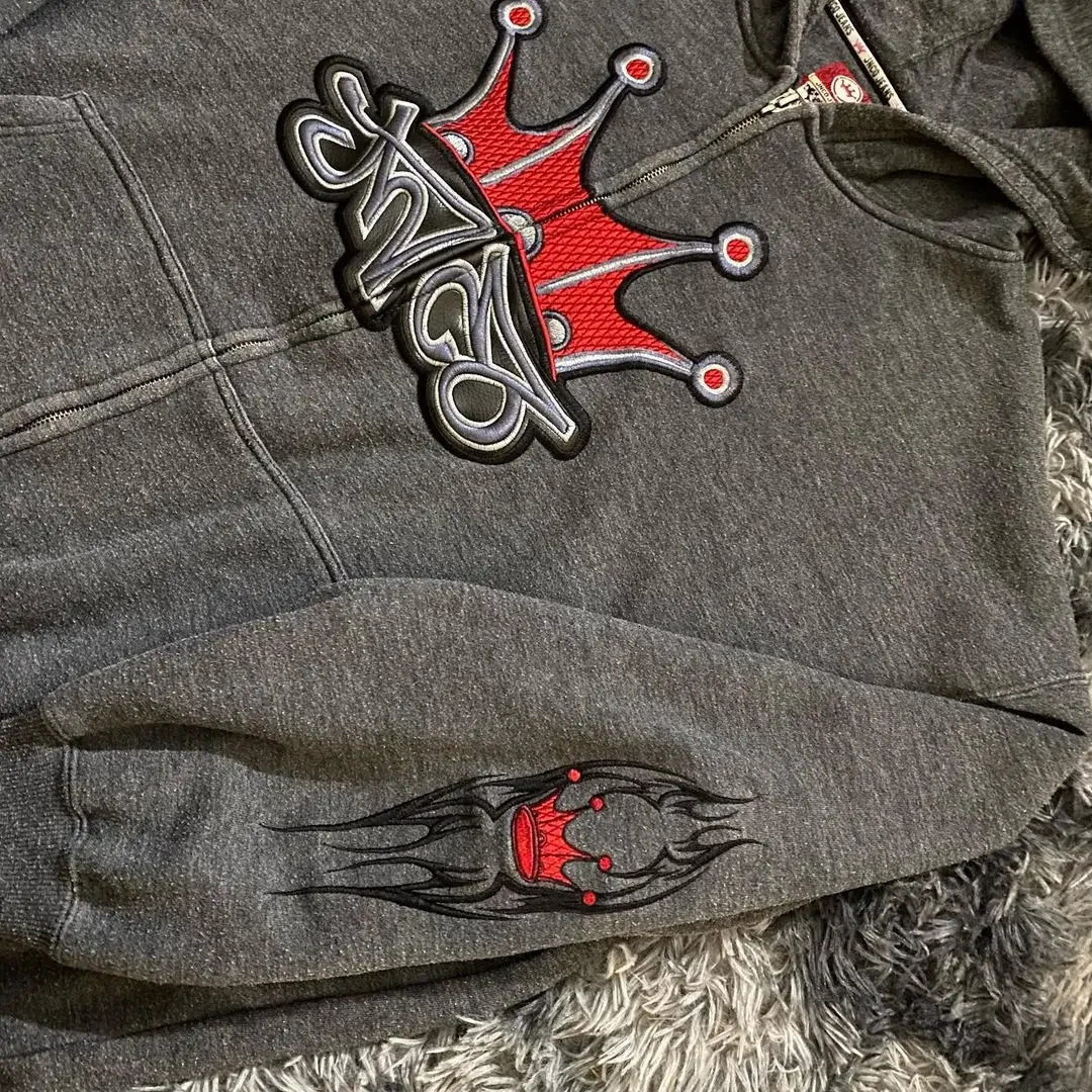 Y2K Winter Embroidered Zipper Hoodie Mens JNCO Retro Casual Gothic Pattern Sportswear Couple Street Clothing w240821
