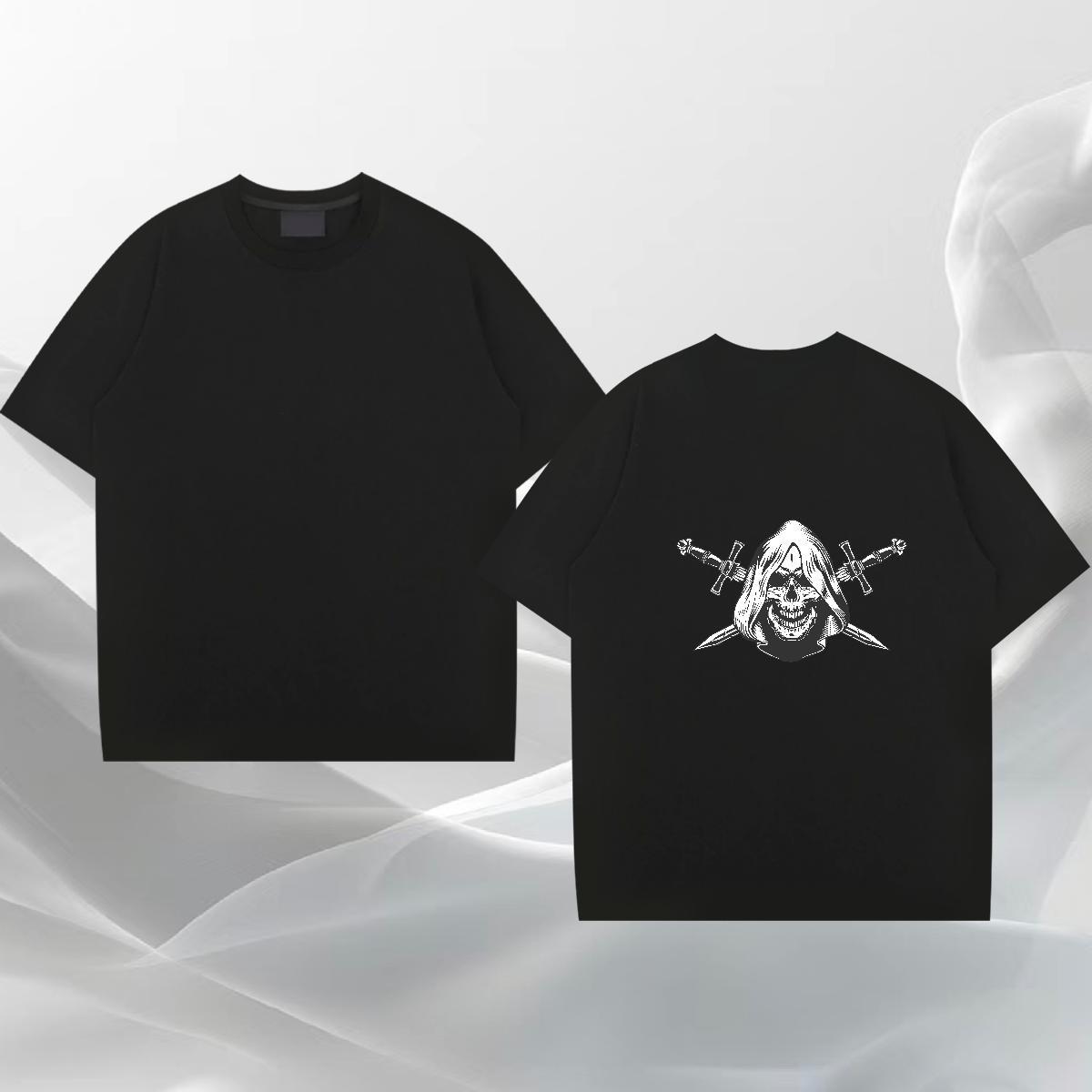 Designer T-Shirts for Men skull Tops 230g Cotton Casual Daily Wear Popular DIY Anime Breathable Men Tees