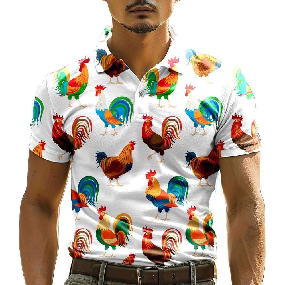 Fashion Mens Polo shirt Funny for MenMens Hawaiian Short Sleeve Novelty Crazy Golf Shirts Polos shirts tshirt Casual tops summer clothes Short sleeve 