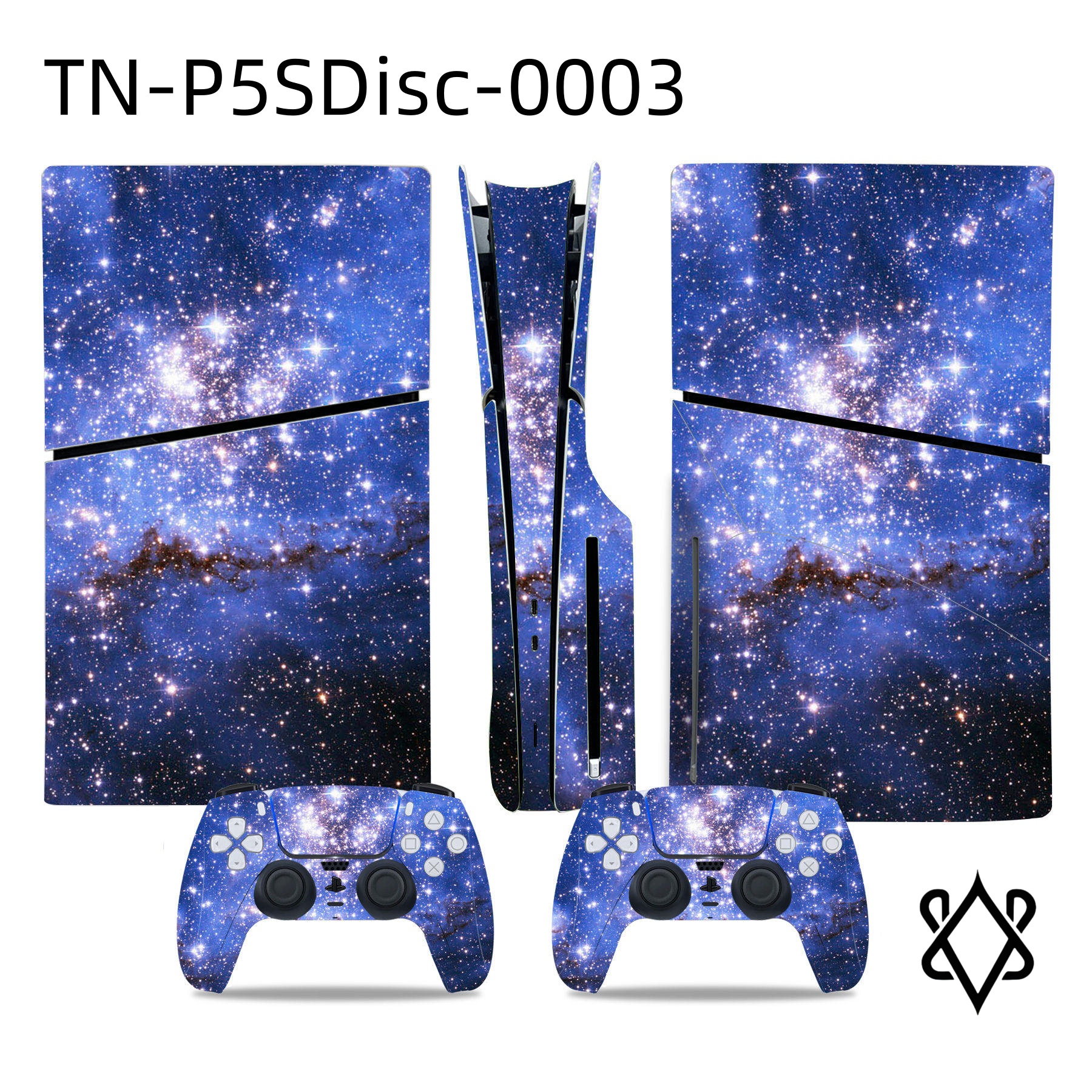 Anti-Scratch Colorful Dazzling Skin Sticker For PS5 Slim Disc Controller Console PlayStation 5 Console Two DualSense Wireless Controllers (Slim)