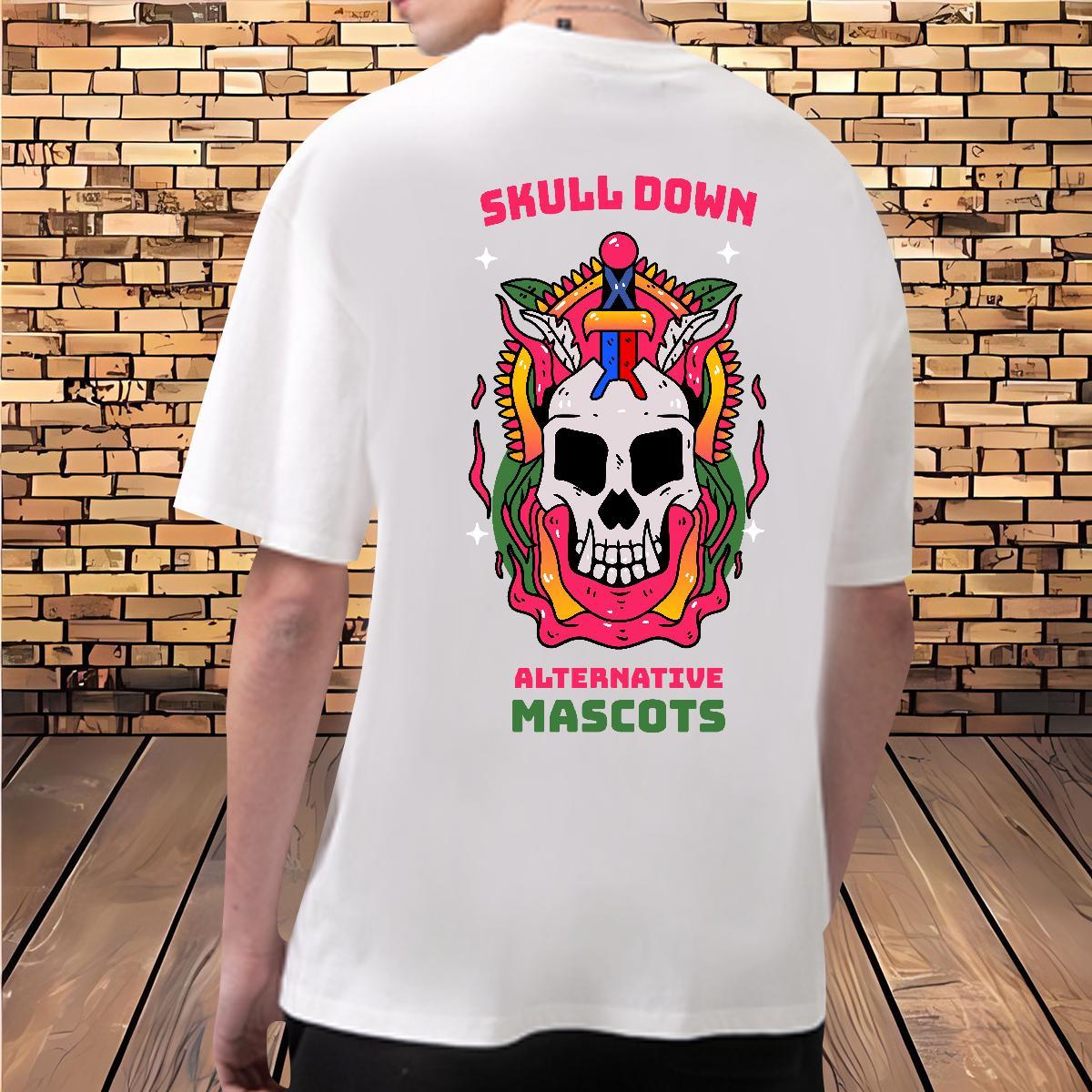 Brand Mens T Shirts skull Tops 230g 100% Cotton Beach Cool Customized O-Neck Short Sleeve Men Tops Tees