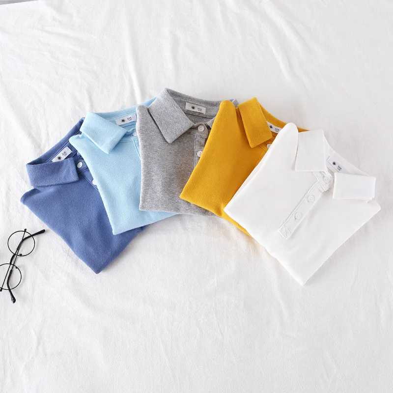 Spring and Autumn Childrens Polo Shirt Pure Cotton Collar Boys Shirt 1-8Y Childrens Baby Long Sleeve Underwear W241223