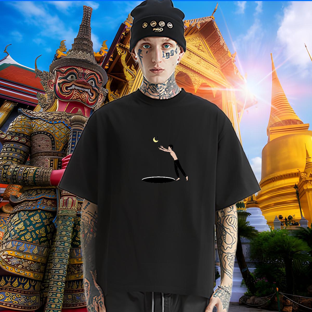 2024 Designer Man T Shirts portrait Clothings 100% Cotton 230g Sports Casual Loose DIY Anime Breathable Soft Men Tops Tees