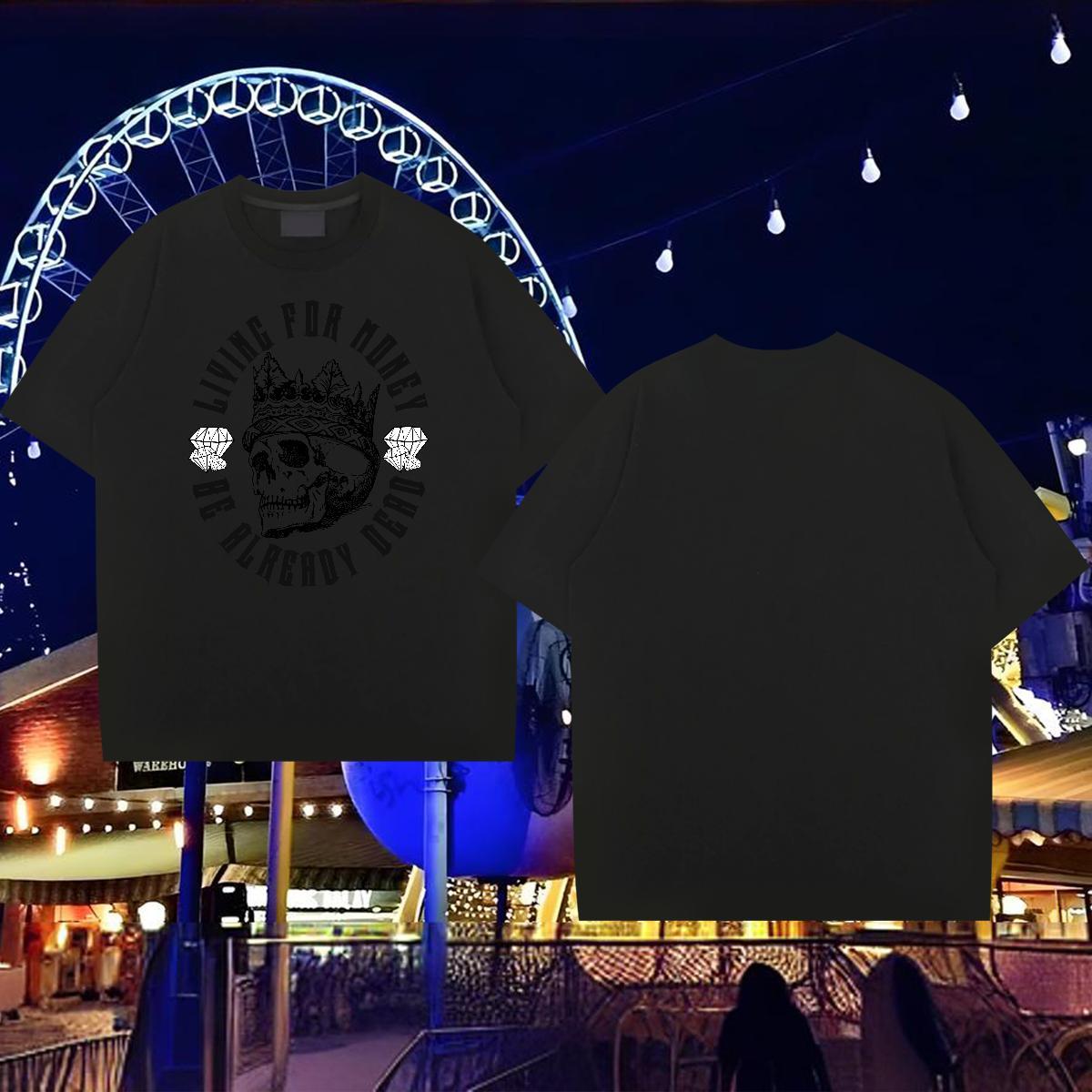 New Arrival Men T Shirts skull Wear 230g Pure Cotton Street TOP Quality Custom Anime Breathable Crew Neck Tshirt for Man Woman