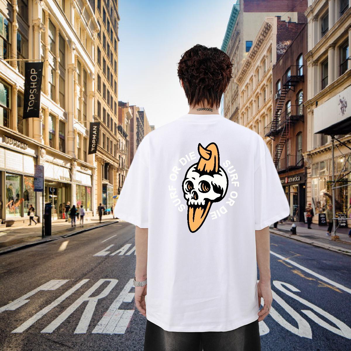 Free Shipping Men T Shirts skull Tshirts 100% Cotton 230g Street wear Hip Hop High Quality Graphic Round Neck Short Sleeve Tshirt for Man Woman