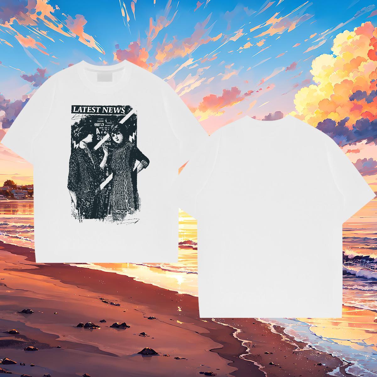 Designer Men T Shirts character Clothings 230g Cotton Spring Summer Popular White Plus Size Short Sleeve O-Neck Men Tops Tees