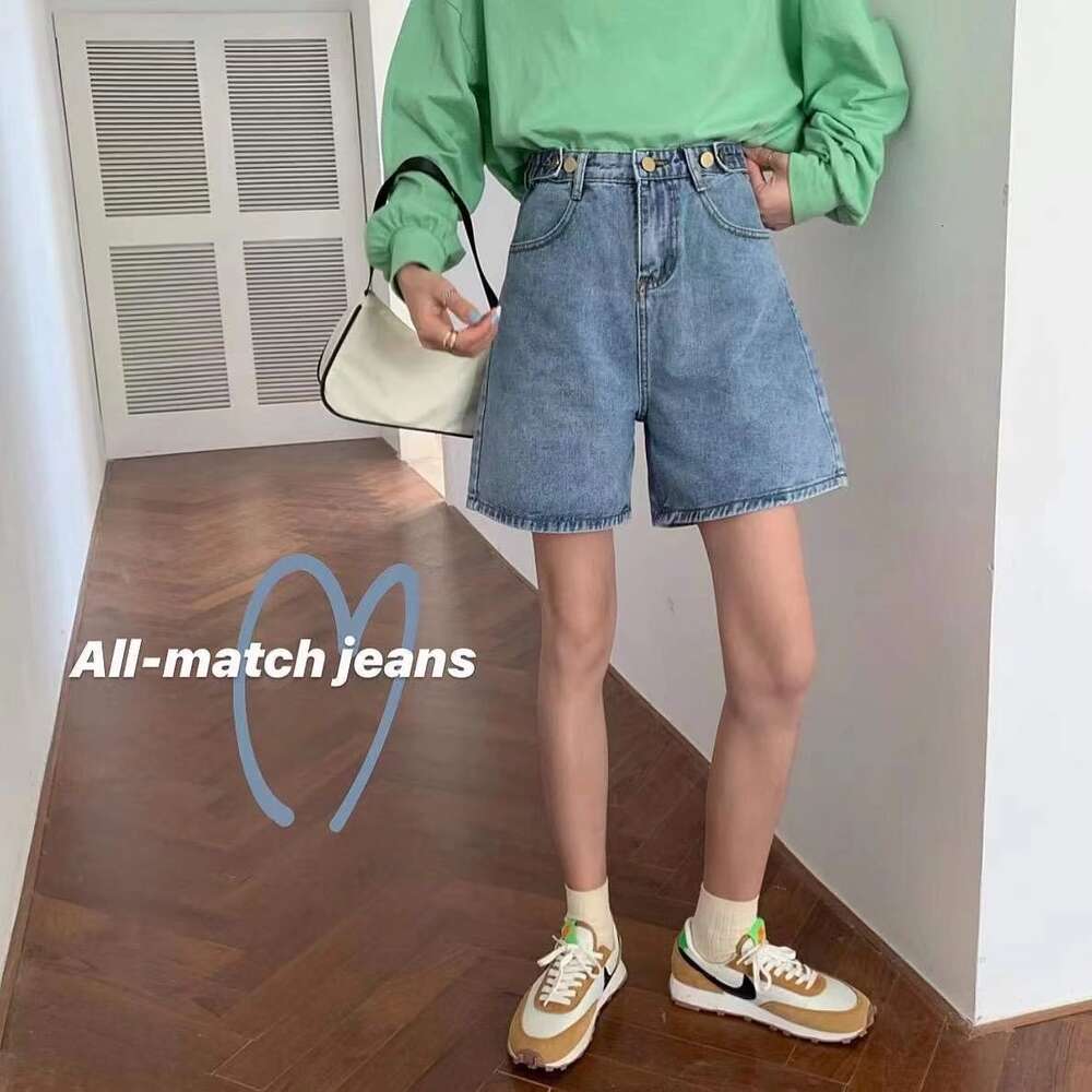 Thin pants for women in summer, cropped shorts, loose and slimming straight wide leg pants, high waisted jeans, Instagram trendy