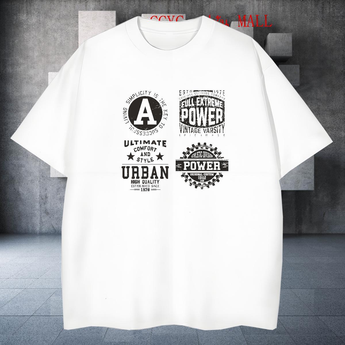 Free Shipping T-Shirts letter Tops Shirt 230g 100% Cotton Street Casual Loose Plus Size Cartoon Short Sleeve Soft Men Tops Tees