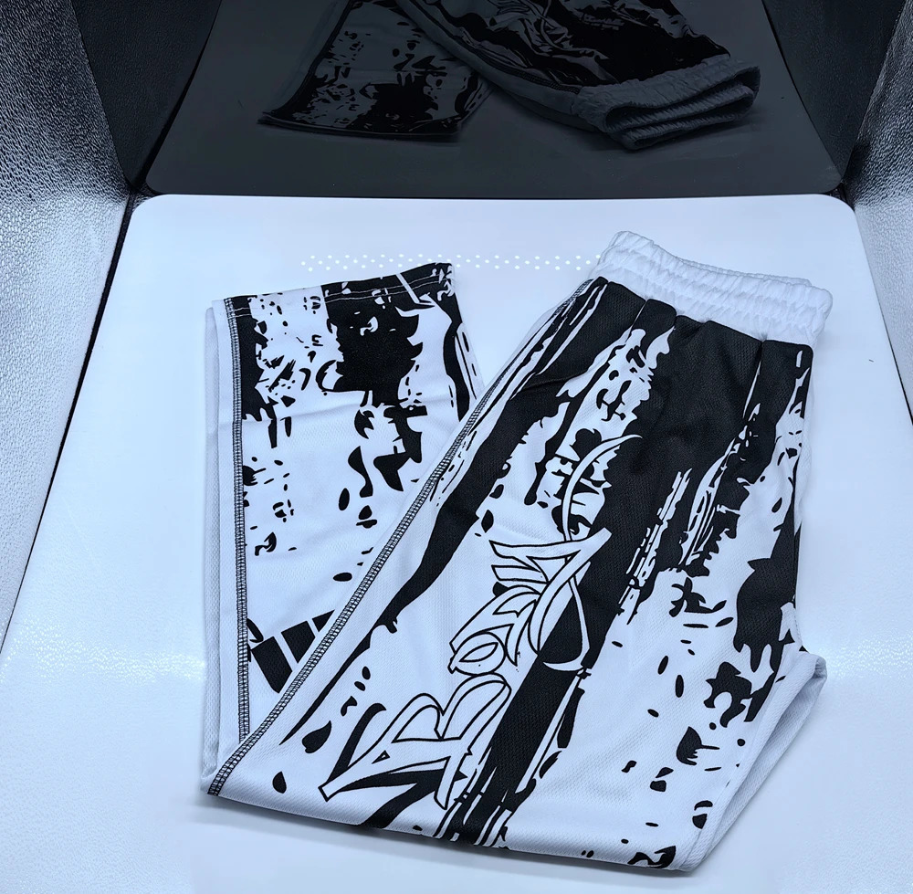 Mens GYM Pants Thin Summer Running Leggings Joggers Streetpants Male Workout Fitness Breathable Casual Sport Trousers Printed 240806