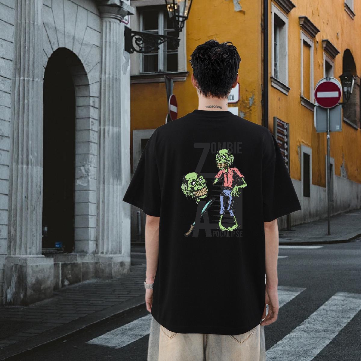 Fashion T Shirt For Man skull Top Tees 230g Cotton Daily Outfit High Quality Oversized 3XL 4XL Crew Neck Mens Tshirts