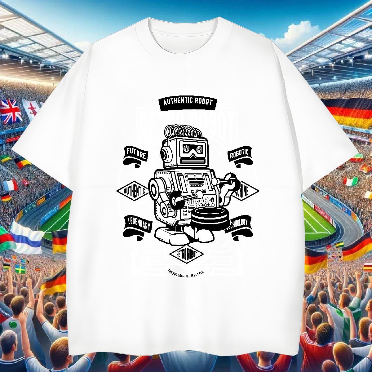Custom T shirt robot Clothings 230g Cotton Daily Wear Cool Custom Printing O Neck Short Sleeves Tshirt for Man Woman