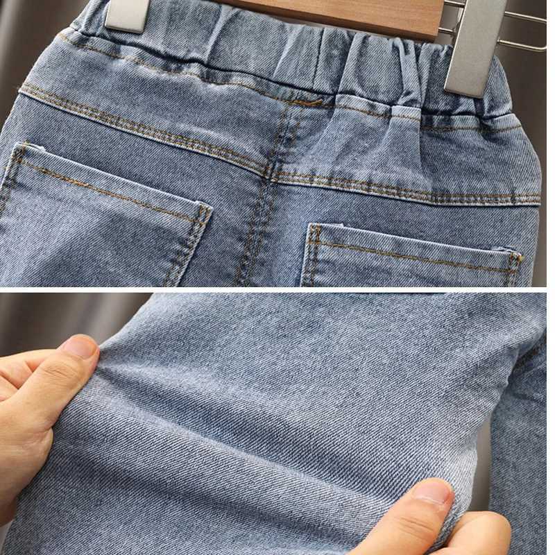 Jeans Light Color Jeans Girls Straight Pants Denim Casual Trousers Kids Clothes 1-5 Years Baby Stretch Elastic Waist Bottoms