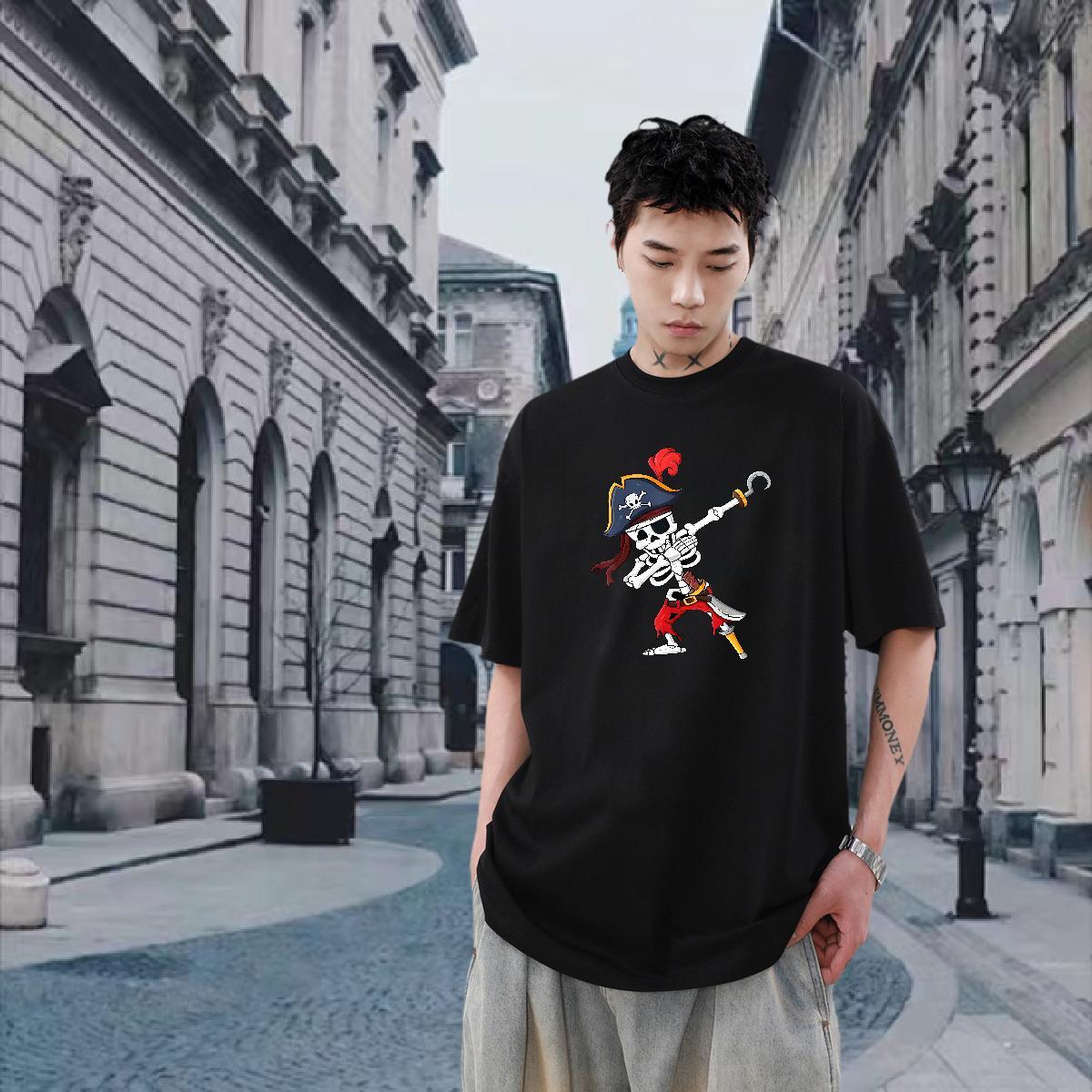 Fashion New T shirt skull Tees Shirts 230g Cotton High Street Hip Hop Soft Graphic O Neck Short Sleeves Mens Tshirts
