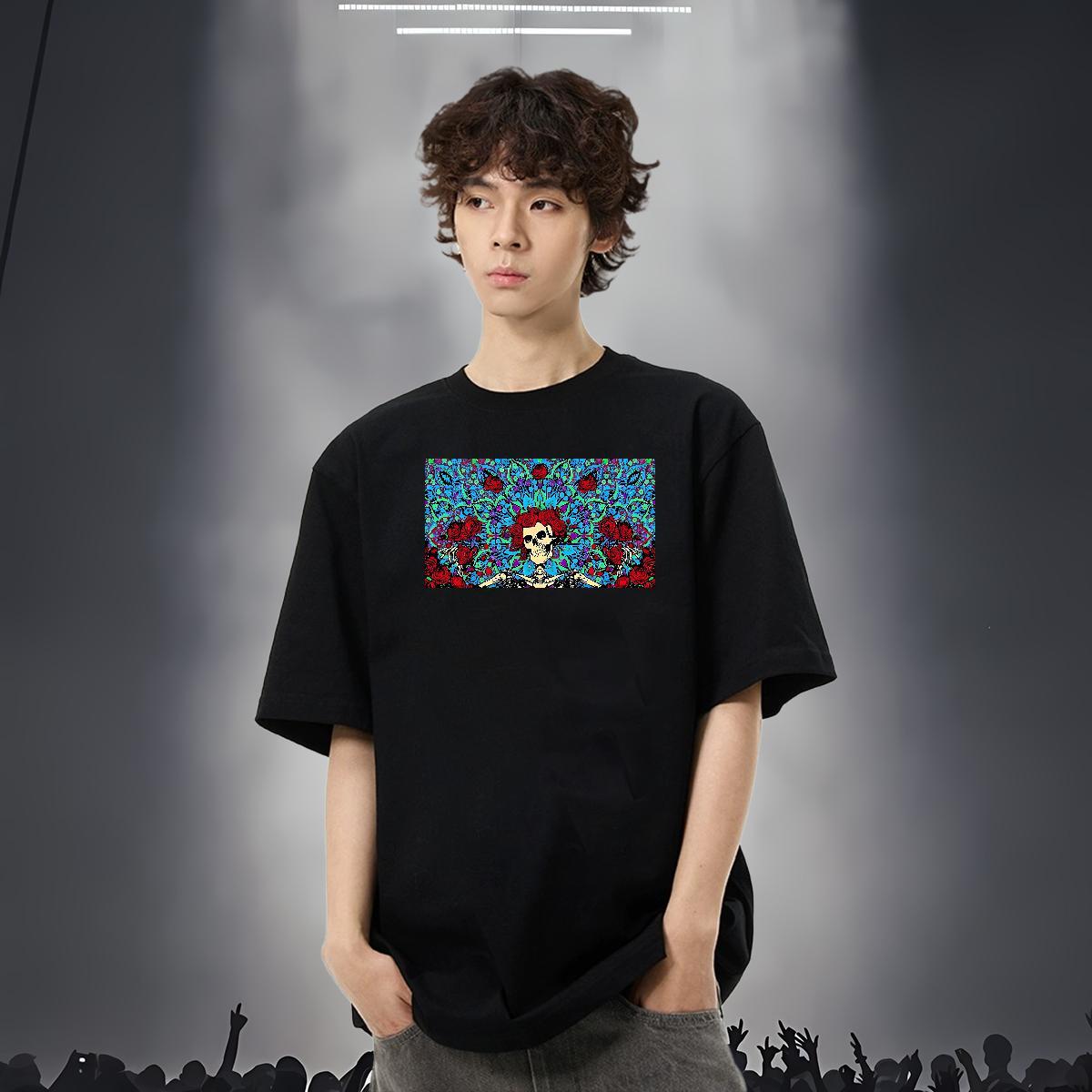 2024 Summer T-Shirts for Men flower Top Tees 230g 100% Cotton Daily Outfit Free Shipping Custom Anime Crew Neck Breathable Mens Tshirts
