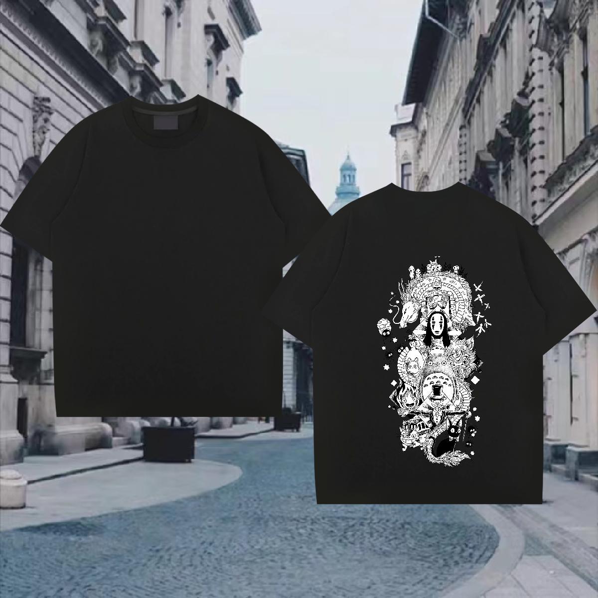 DIY T-Shirts eye of the devil Tops Shirt 230g Pure Cotton Anime Printing Street High Quality Cartoon Printing L-4XL Crew Neck Men Tshirts