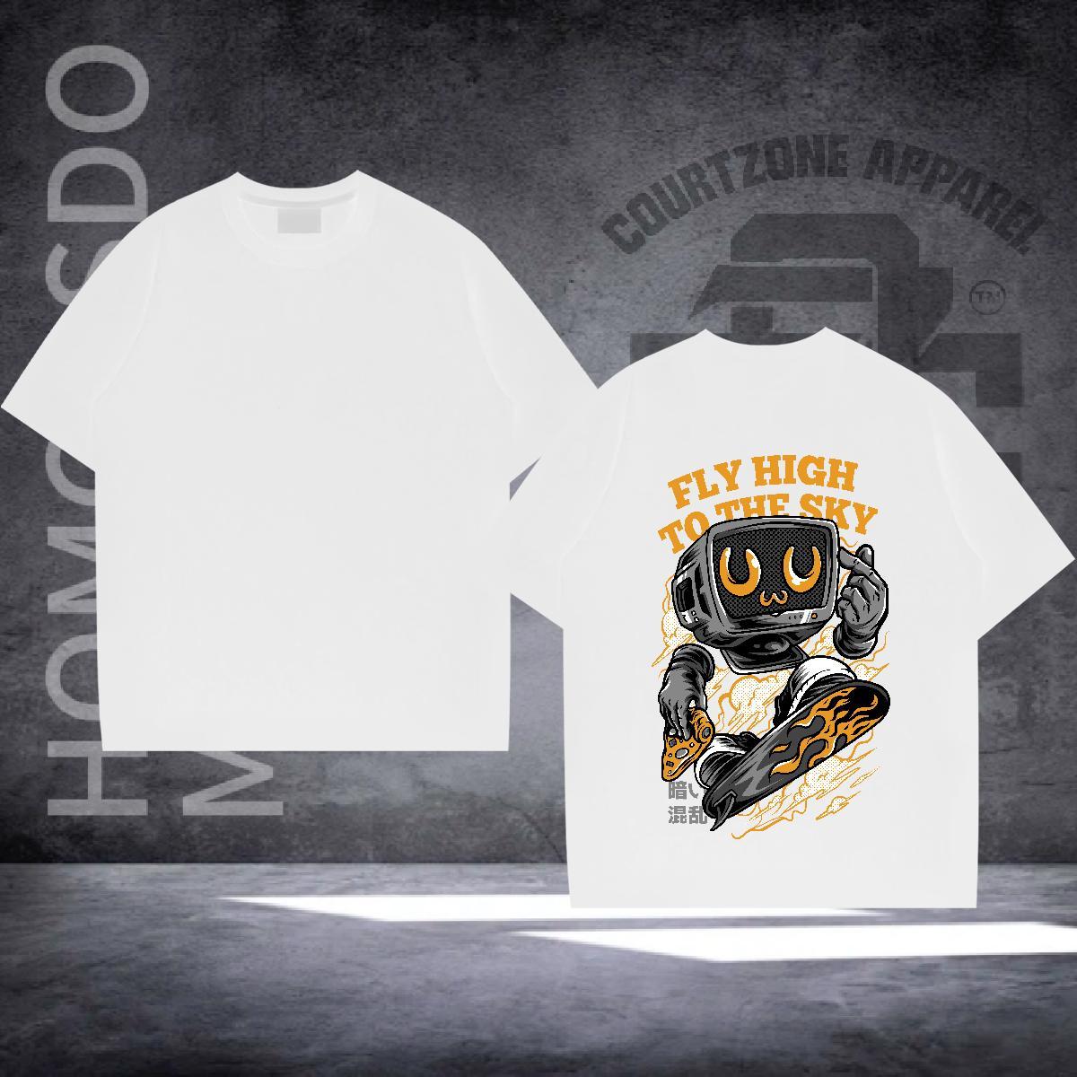 Casual New Mens T Shirts ET Top Tees 230g 100% Cotton Daily Wear Classic Cartoon Print O-Neck Short Sleeve Men Clothes T-Shirt